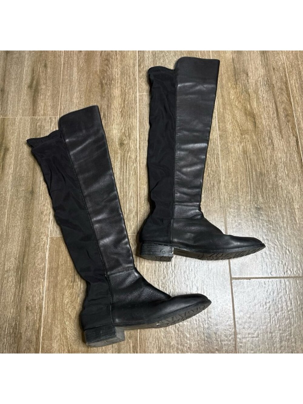 Stuart Weitzman 5050 Black Leather Over Knee Boots EU 38
